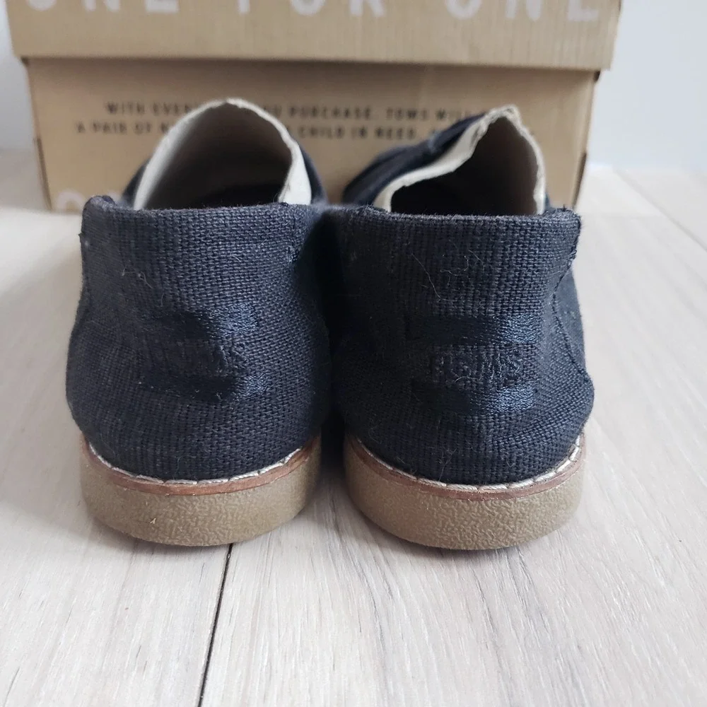 TOMS Alpargata Crepe Shoes Womens 5.5 Black Suede Slip On Casual‎ Flats